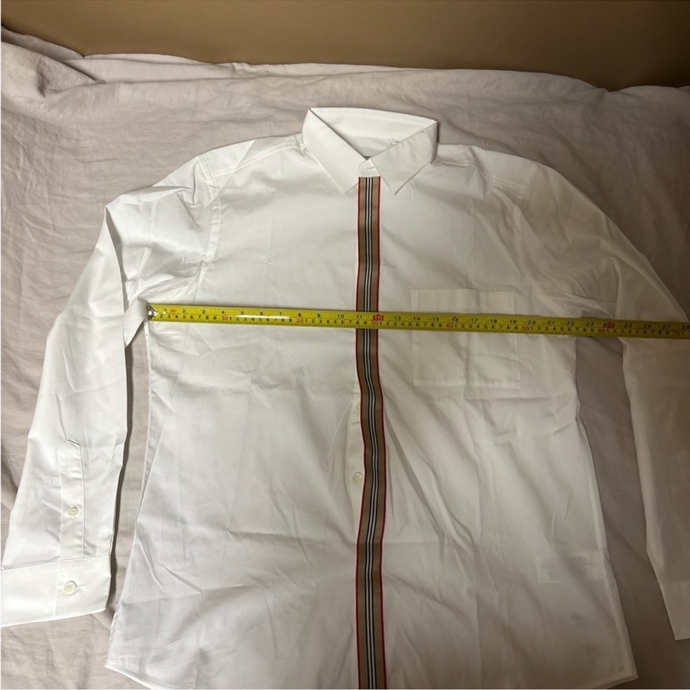 Burberry White Dress Shirt with Signature Center Stripe - Picture 4 of 4